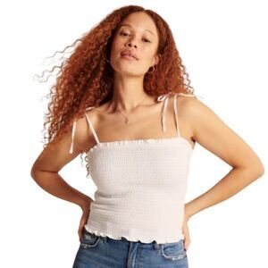 Abercrombie💗Cotton white Smocked top